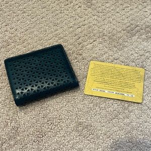 Patricia Nash Luzzi Perforated Leather Bifold Wallet - Blue Coral